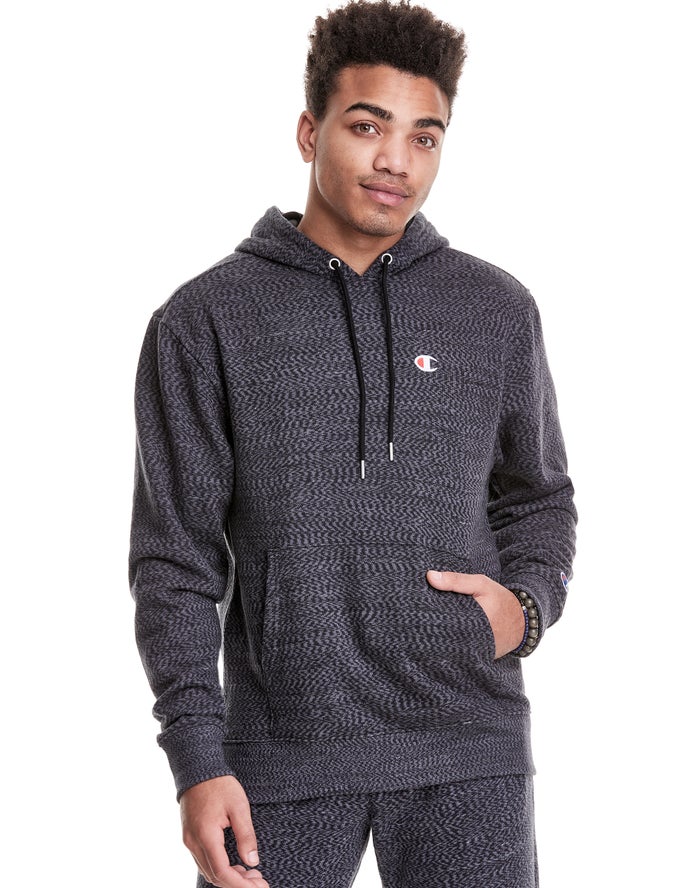 Champion Hoodie Heren - Zwart - Glitch French Terry Embroidered C Logo ( 143908-ZDU )